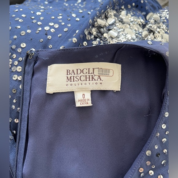 BADGLEY MISCHKA Cocktail Dress | Navy+Silver | US0 (NWOT) - Picture 8 of 10